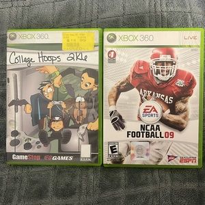 College Hoops 2k6 & NCAA Football 09 Xbox 360 Video Games